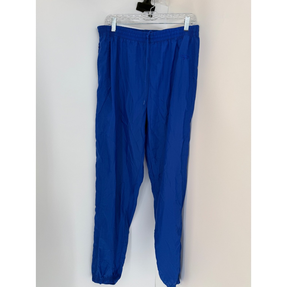 Vintage 90s Reebok Royal Blue Windbreaker Track Pants Drawstring Unlined Zip L